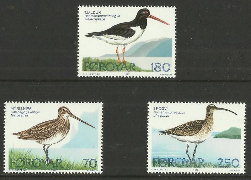 Faroe Islands - 1977 Birds set MNH