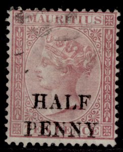 MAURITIUS QV SG77, ½d on 10d maroon, FINE USED. Cat £30.