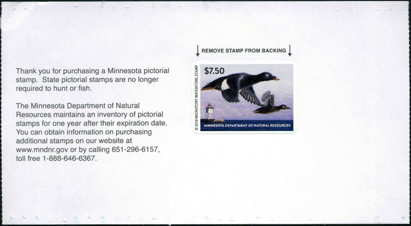 MINNESOTA #42 2018 STATE DUCK STAMP WHITEWINGED SCOTER/LIGHTHOUSE by Mark Thone 