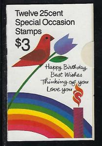 BK165 Catalog # Complete Booklet $3.00 face value 12 25ct Greeting Stamps