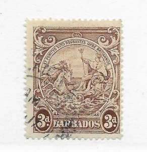 #252 BA Gibbon's - Vertical Line Above Horse's Head CAT £95 Stamp BARBADOS