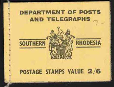 Southern Rhodesia SGSB5 Cat£70, 1954 2sh6p unexploded booklet, stitched