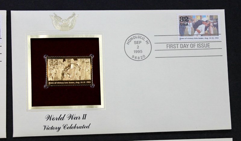 US #2981a-j FDC 22K Gold Replicas Set of 10 WWII Victory at Last