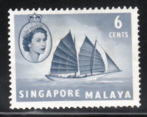 Singapore 1955 Sc 32 QEII 6c MH