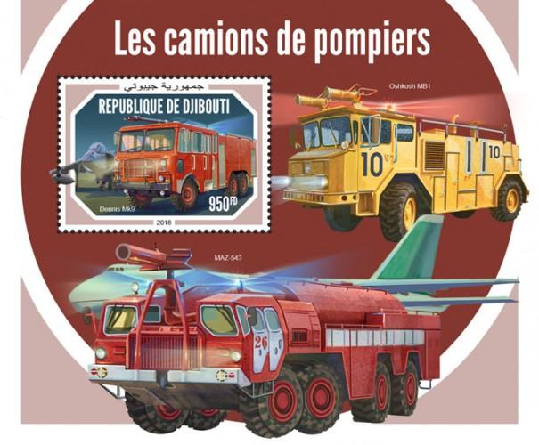 DJIBUTI - 2018 - Fire Engines - Perf Souv Sheet - M N H