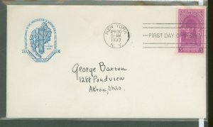 US 854 1939 150th anniversary of washington's first inauguration, addressed fdc with a house of farnum cachet