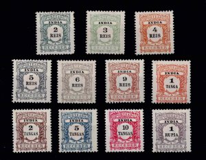 Portuguese India Postage Due 1904 MH full set Sc#J1-11 SG#D337-47 Mf#P1-11=Mi X