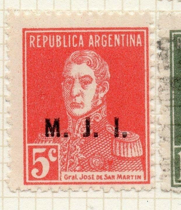 Argentina 1924 Early Official MJI Optd Issue Fine Mint Hinged 5c. 188473
