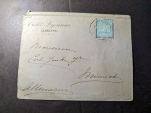 1893 Portugal Provisional Stamp Overprint Cover Lisbon to Munich Germany