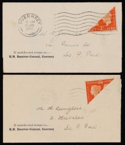 GREAT BRITAIN - GUERNSEY 1941 German Occup bisect provisional Lettersheets.