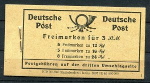 GERMANY 1946 ALLIED OCCUPATION ZONE NUMERALS BOOKLET MICHEL 50 PERFECT MNH