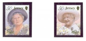 Jersey Sc 962-3 2000 100 yrs Queen Mother stamp set mint NH