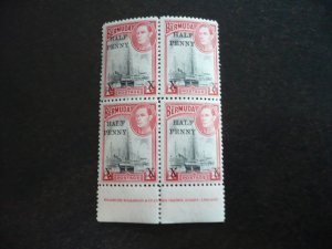 Stamps - Bermuda - Scott# 129 - Mint Hinged Imprint Block of 4 Stamps