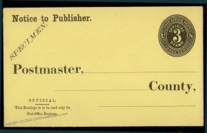 USA SPECIMEN UNLISTED 3c Post Office Notice Publisher UPSS PD33 Stationery 86092