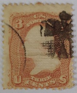 Scott Stamp# 85c Used - 1867 3¢ Washington Rose Z Grill Sound. SCV $3,750.00