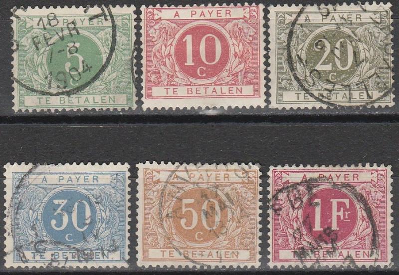 Belgium #J3, J5-8, J10  F-VF  Used CV $17.50  (A15322)