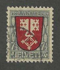 Switzerland #B13 used single, Nidwalden coat of arms, issued 1919