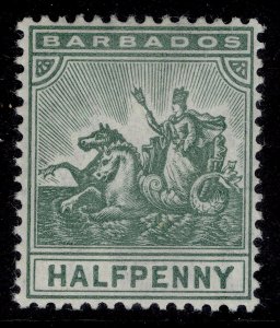 BARBADOS EDVII SG136, ½d green, M MINT. Cat £30.