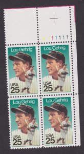 2417 Lou Gehrig MNH Plate block - UR