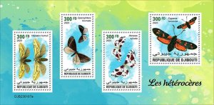 DJIBUTI - 2023 - Moths - Perf 4v Sheet  - Mint Never Hinged