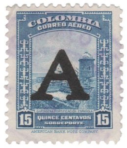 COLOMBIA AIRMAIL STAMP 1950. SCOTT # C188. USED. # 2