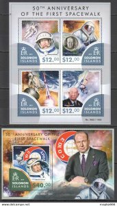 2015 Solomon Islands Space First Spacewalk Leonov #3362-66 1+1 ** Ls477