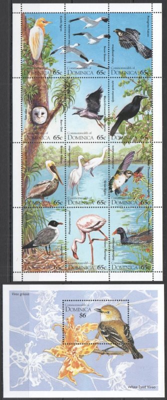 Pk118 Dominica Fauna Birds 1Sh+1Bl Mnh Stamps