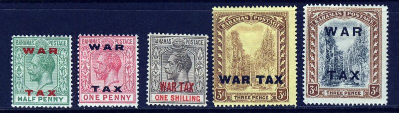 BAHAMAS King George V 1918-19 WAR TAX Overprints SG 99 to SG 105 MINT 