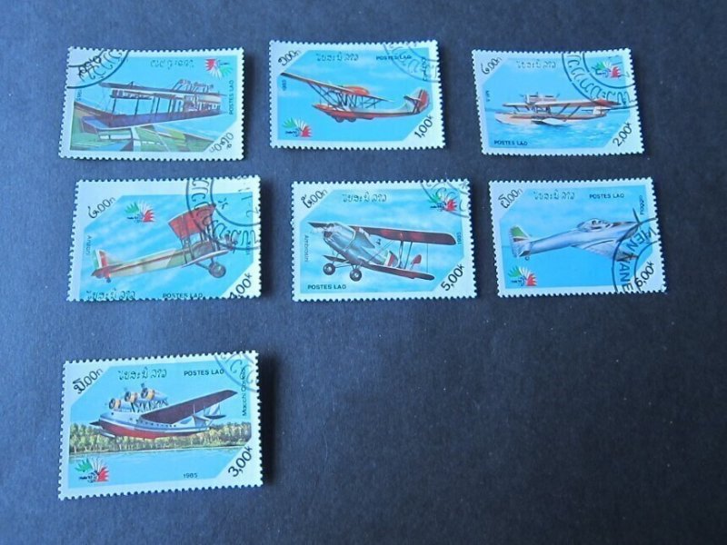 Laos 1985 Sc 657-663 ship set FU