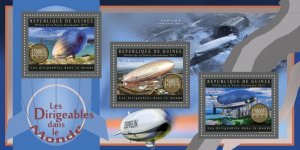 GUINEA - 2012 - Zeppelins - Perf 3v Sheet - Mint Never Hinged