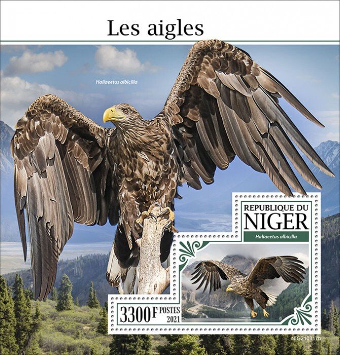 NIGER - 2021 - Eagles - Perf Souv Sheet -Mint Never Hinged