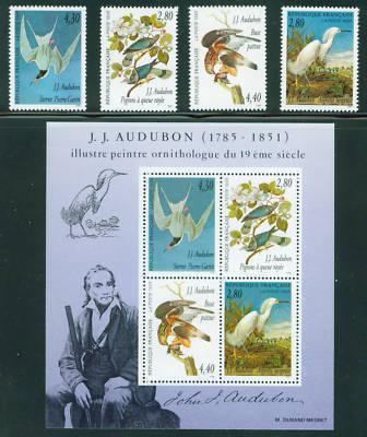 FRANCE Scott 2462-5a, Audubon Bird set MNH** 1995 CV 13