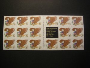 Scott 2595a, 29c Brown Eagle, Pane of 17, #B2222 1, Type A, MNH Booklet Beauty