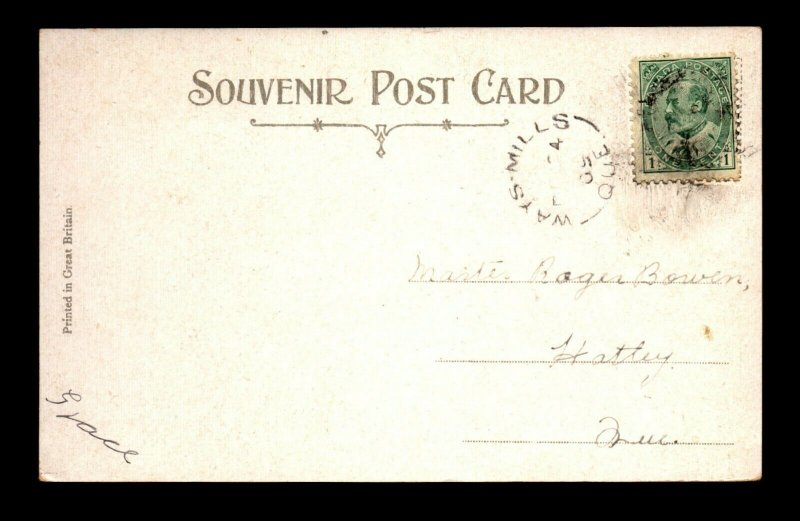 Canada 1909 Ways Mills QC Split Ring Cancel Card - L27871