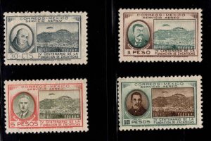 MEXICO Scott C163-C165 Mint airmail stamp set No Gum, nicely centered