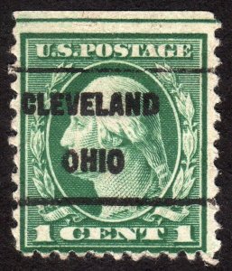 1917, US 1c, Washington, Used, Cleveland precancel, Sc 498