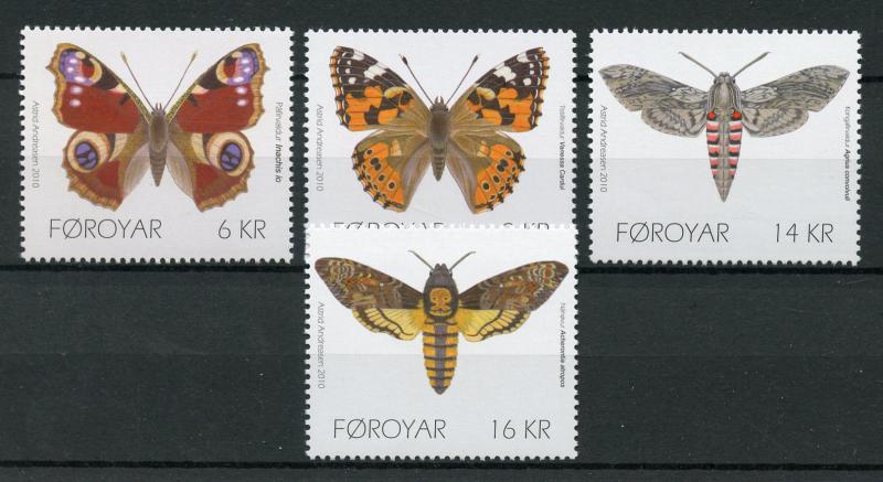 Faroes Faroe Islands 2010 MNH Butterflies & Moths 4v Set Insects Stamps