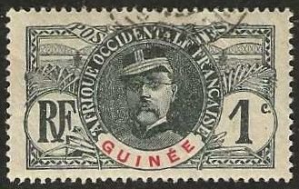 French Guinea 33, used, light crease.  1906. (F383)