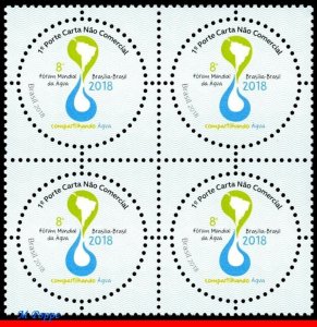 3373 BRAZIL 2018 8th WORLD WATER FORUM, ROUND STAMP, SHARING WATER, BLOCK MNH