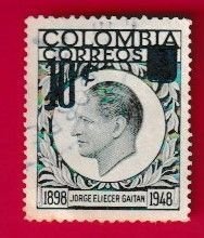 COLOMBIA SCOTT#698 1959 10c JORGE GAITAN OVERPRINTED - MNG