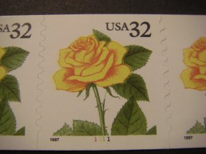 Scott 3054, 32c Yellow Rose, PNC5 #1111, MNH Coil Beauty