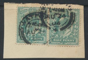 Great Britain  SG 216  SC# 127 Used pair Cancel Watford  AU 24 04 on piece se...