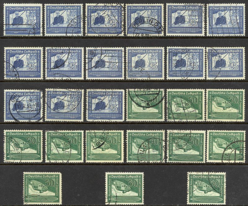 Germany Sc# C59-C60 (Assorted) Used Lot/27 1938 Count Ferdinand von Zeppelin