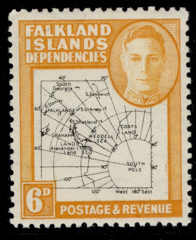 FALKLAND ISLANDS - Dependencies GVI SG G14, 6d black & orange, M MINT. Cat £26.