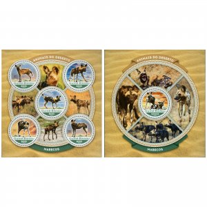African Wild Dogs Satam Bundle of 2 Lycaon Pictus Wild Animal S/S MNH #8829-8833