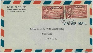 34878  - JAMAICA - POSTAL HISTORY - Airmail COVER:  HALFWAY TREE to ITALY 1952