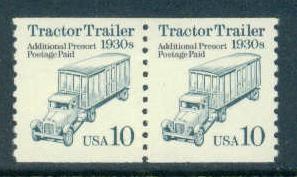 2457 10c Truck Fine MNH Dry Gum Pair