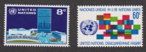 United Nations - New York # 222-223, UN Headquarters, Mint NH, 1/2 Cat.