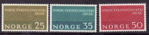 Norway-Sc#443-5- id9-unused very light hinge set-Textile Industry-1963-