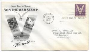 US 905 (Me-4) 3c Win the War FDC Artcraft Cachet ECV $20.00